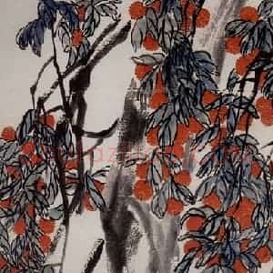 1948年 齐白石《荔枝树》国画花鸟作品图片赏析