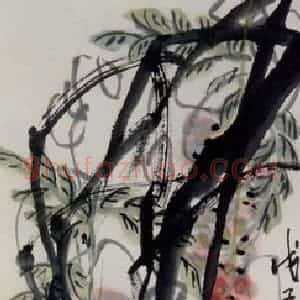 1948年 齐白石《紫藤蜂蜜》国画花鸟作品图片赏析