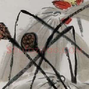 1948年 齐白石《秋荷》国画花鸟作品图片赏析