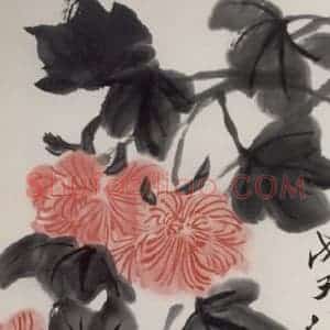 1948年 齐白石《芙蓉双鸭》国画花鸟作品图片赏析