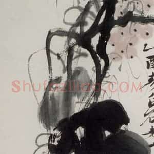 1945年 齐白石《葡萄老鼠》国画花鸟作品图片赏析