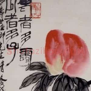 1948年 齐白石《老者多寿 少者多子》国画花鸟作品图片赏析