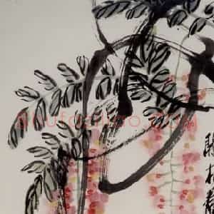 1948年 齐白石《紫藤》国画花鸟作品图片赏析