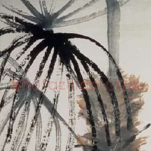 约四十年代晚期 齐白石《棕树鸡雏》国画花鸟作品图片赏析