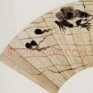 1945年 齐白石《青蛙蝌蚪》国画花鸟作品图片赏析