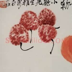 约40年代中期 齐白石《大吉大利》国画花鸟作品图片赏析