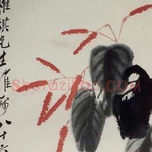 1946年 齐白石《红蓼三虾》国画花鸟作品图片赏析