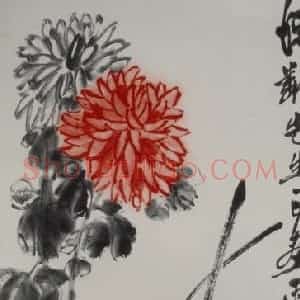 1946年 齐白石《篱菊图》国画花鸟作品图片赏析