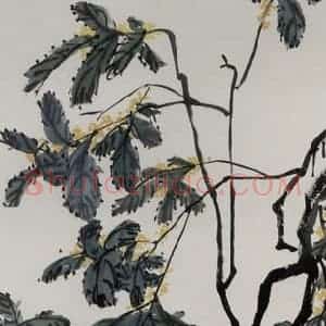 1946年 齐白石《桂花双兔》国画花鸟作品图片赏析