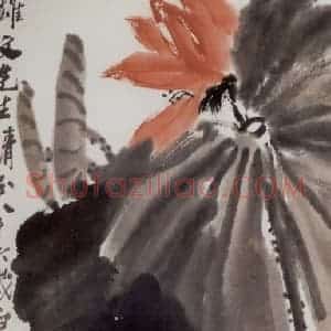 1946年 齐白石《荷花》国画花鸟作品图片赏析