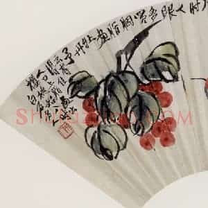 约40年代中期 齐白石《樱桃》国画花鸟作品图片赏析