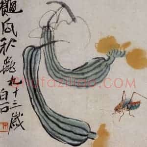 齐白石《秋瓜秋虫》国画花鸟作品图片赏析