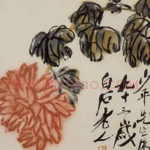 齐白石《红菊》国画花鸟作品图片赏析