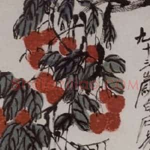 齐白石《鸽子荔枝》国画花鸟作品图片赏析