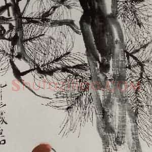 齐白石《松鹤图》国画花鸟作品图片赏析