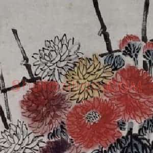齐白石《菊蟹》国画花鸟作品图片赏析