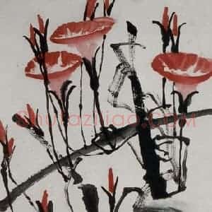 齐白石《牵牛花》国画花鸟作品图片赏析