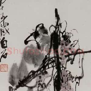 齐白石《葡萄》国画花鸟作品图片赏析