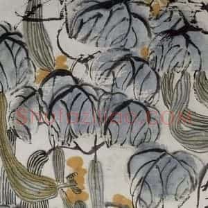 齐白石《丝瓜双鸦》国画花鸟作品图片赏析