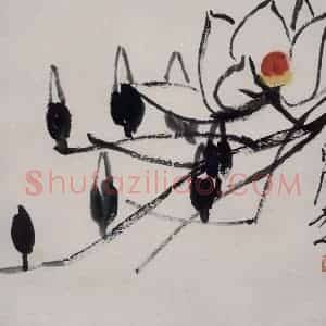 约1950年 齐白石《玉兰》国画花鸟作品图片赏析