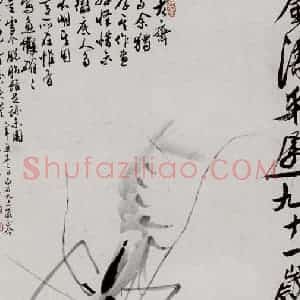 1951年 齐白石《虾》国画花鸟作品图片赏析