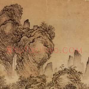 1947年 黄秋园《春山行旅》国画山水作品图片赏析