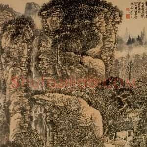 1976年 黄秋园《秋山幽居》国画山水作品图片赏析