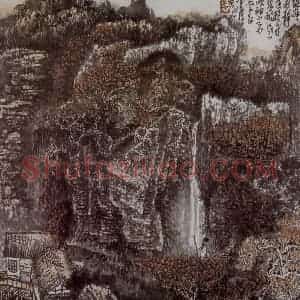 1977年 黄秋园《山径独行图》国画山水作品图片赏析