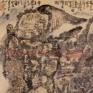 1977年 黄秋园《高僧隐居图》国画山水作品图片赏析