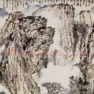 1967年 黄秋园《层岩深处》国画山水作品图片赏析