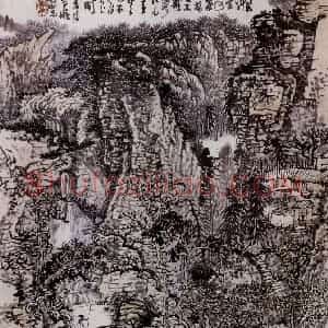 1970年 黄秋园《峡江村居》国画山水作品图片赏析