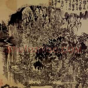 1973年 黄秋园《一泓清水识天池》国画山水作品图片赏析