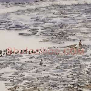 孔仲起《海上拾贝》国画山水作品图片赏析