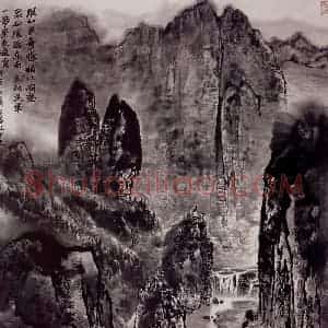 孔仲起《雁山多奇峰》国画山水作品图片赏析