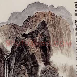 孔仲起《山高水长》国画山水作品图片赏析