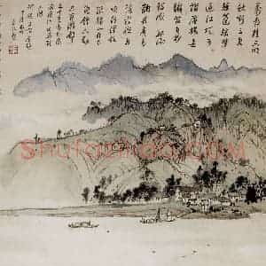 孔仲起《过严滩》国画山水作品图片赏析