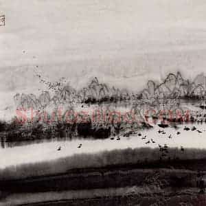 孔仲起《湿地写生》国画山水作品图片赏析