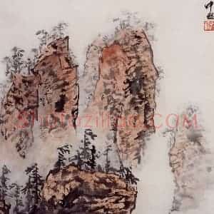 孔仲起《张家界写生》国画山水作品图片赏析