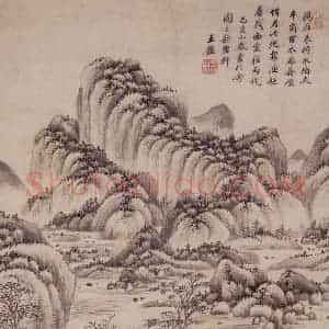 清代 王鉴《杨铁厓诗意图轴》国画山水作品图片赏析