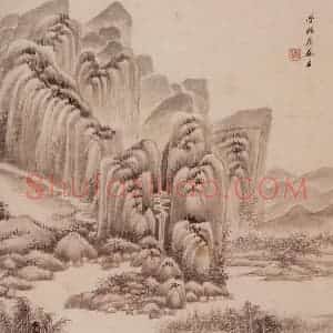 清代 王鉴《仿宋元山水册》国画山水作品图片赏析