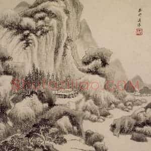 清代 王鉴《仿古山水册》国画山水作品图片赏析