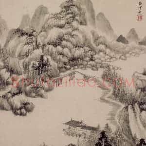 清代 王鉴《仿古山水册》国画山水作品图片赏析