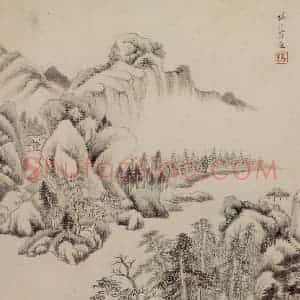 清代 王鉴《仿古山水册》国画山水作品图片赏析