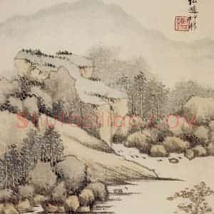 清代 王鉴《仿古山水册》国画山水作品图片赏析