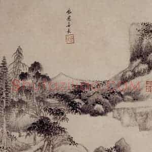 清代 王鉴《仿古山水册》国画山水作品图片赏析