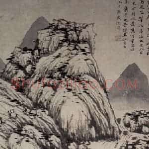明代 沈周《溪山秋色图轴》国画山水作品图片赏析