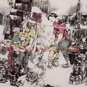 2003年 张道兴《乡间衣食》国画人物作品图片赏析