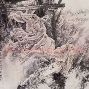1989年 张道兴《横天立海有男儿》国画人物作品图片赏析