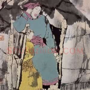 1992年 张道兴《家门》国画人物作品图片赏析