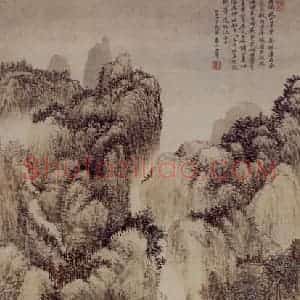 1673年 王翚《仿王猛秋山草堂图轴》国画山水写意作品图片赏析